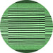 Round Machine Washable Abstract Emerald Green Contemporary Area Rugs, wshcon2738emgrn