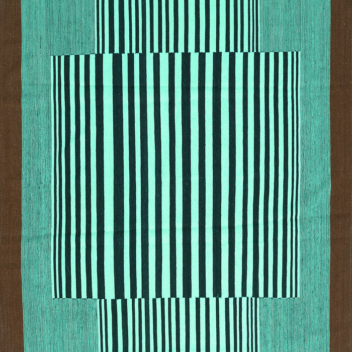 Square Machine Washable Abstract Turquoise Contemporary Area Rugs, wshcon2738turq