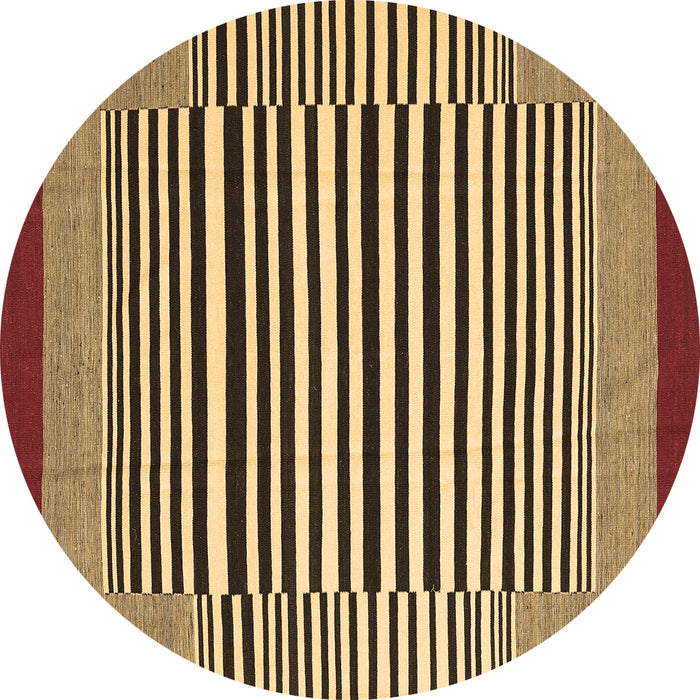 Round Abstract Brown Contemporary Rug, con2738brn