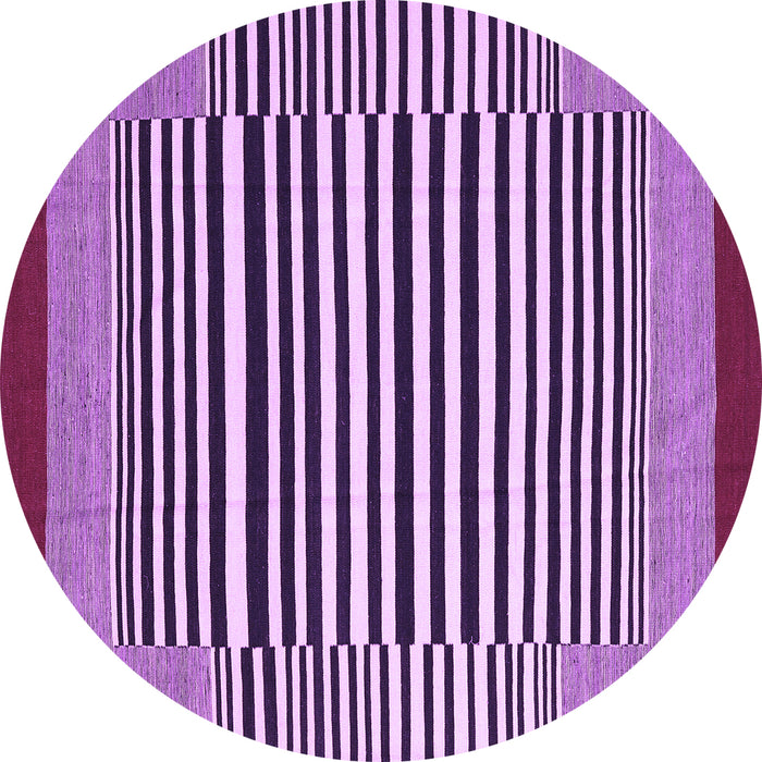 Round Abstract Purple Contemporary Rug, con2738pur