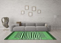 Machine Washable Abstract Emerald Green Contemporary Rug, wshcon2738emgrn
