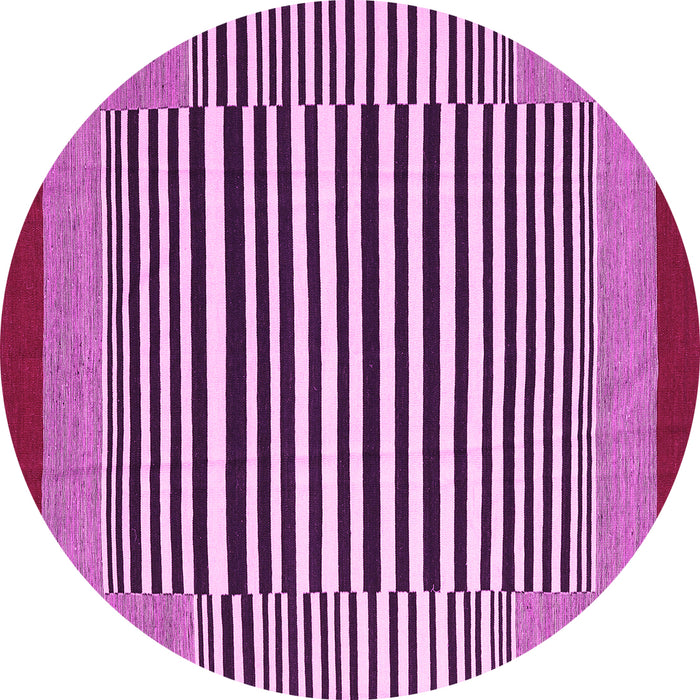 Round Abstract Pink Contemporary Rug, con2738pnk