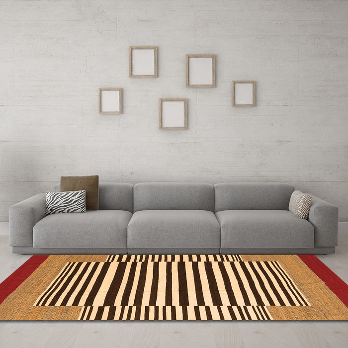 Machine Washable Abstract Orange Contemporary Area Rugs in a Living Room, wshcon2738org