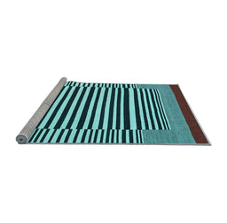 Sideview of Machine Washable Abstract Light Blue Contemporary Rug, wshcon2738lblu