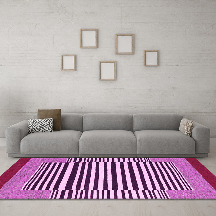 Machine Washable Abstract Pink Contemporary Rug in a Living Room, wshcon2738pnk