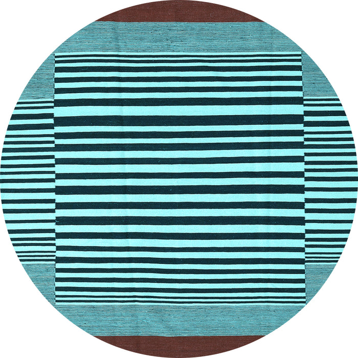 Round Abstract Light Blue Contemporary Rug, con2738lblu