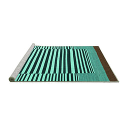 Sideview of Machine Washable Abstract Turquoise Contemporary Area Rugs, wshcon2738turq