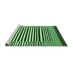 Sideview of Machine Washable Abstract Emerald Green Contemporary Area Rugs, wshcon2738emgrn