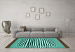 Machine Washable Abstract Turquoise Contemporary Area Rugs in a Living Room,, wshcon2738turq