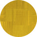 Round Machine Washable Abstract Yellow Contemporary Rug, wshcon2739yw