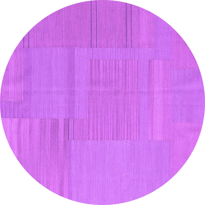 Round Abstract Purple Contemporary Rug, con2739pur