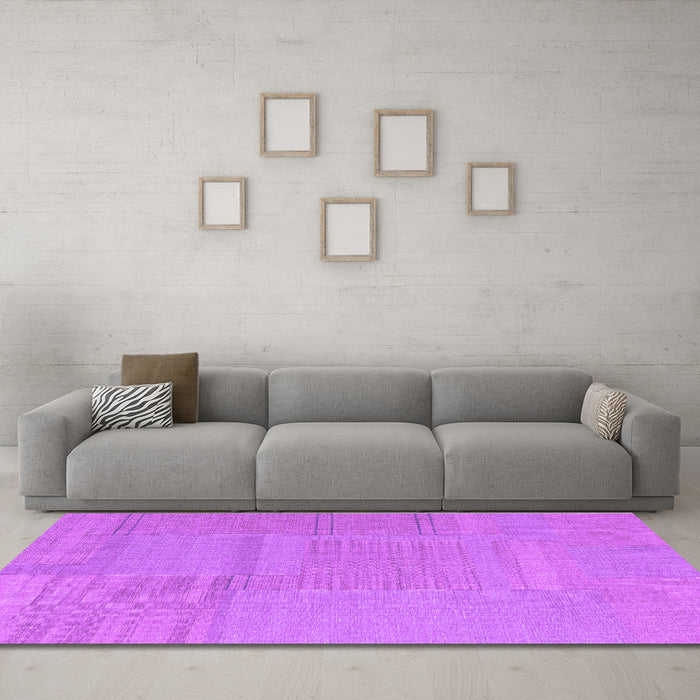 Machine Washable Abstract Purple Contemporary Area Rugs in a Living Room, wshcon2739pur