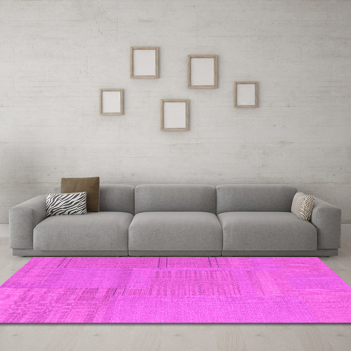 Machine Washable Abstract Pink Contemporary Rug in a Living Room, wshcon2739pnk