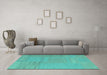 Machine Washable Abstract Turquoise Contemporary Area Rugs in a Living Room,, wshcon2739turq