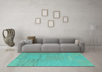 Machine Washable Abstract Turquoise Contemporary Rug, wshcon2739turq
