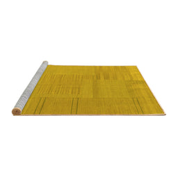 Sideview of Machine Washable Abstract Yellow Contemporary Rug, wshcon2739yw