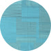 Round Machine Washable Abstract Light Blue Contemporary Rug, wshcon2739lblu