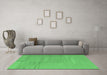 Machine Washable Abstract Emerald Green Contemporary Area Rugs in a Living Room,, wshcon2739emgrn