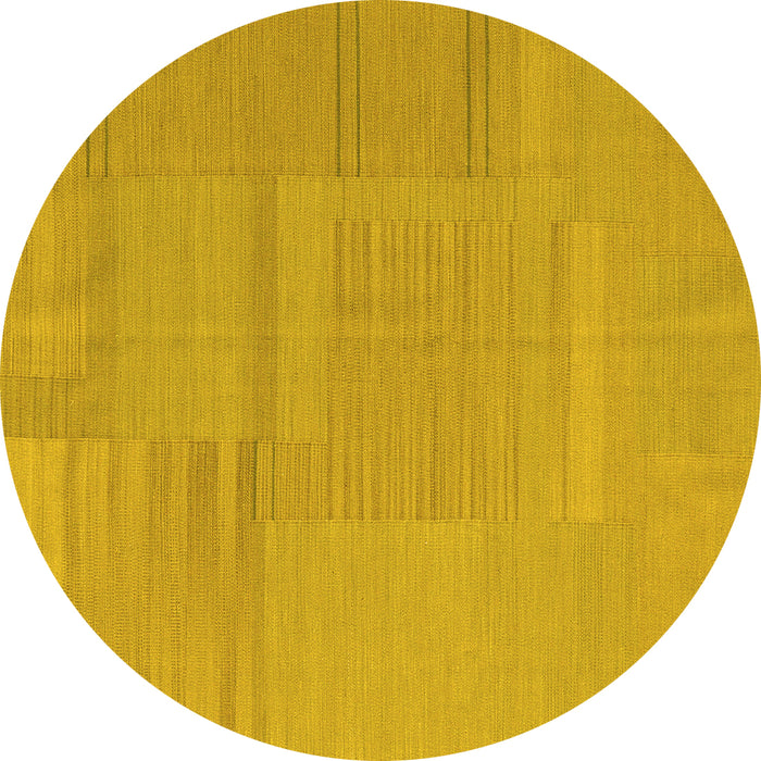 Round Abstract Yellow Contemporary Rug, con2739yw