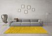 Machine Washable Abstract Yellow Contemporary Rug in a Living Room, wshcon2739yw