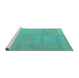 Sideview of Machine Washable Abstract Turquoise Contemporary Area Rugs, wshcon2739turq