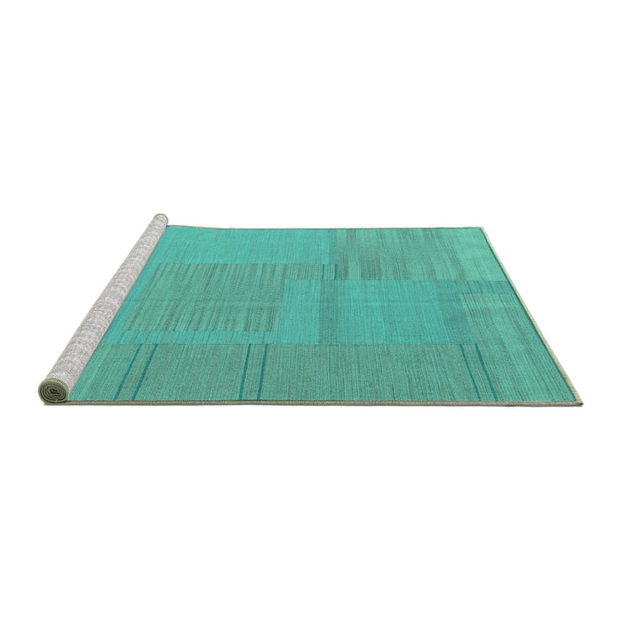 Sideview of Machine Washable Abstract Turquoise Contemporary Area Rugs, wshcon2739turq