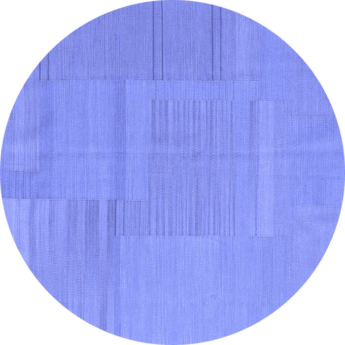 Round Abstract Blue Contemporary Rug, con2739blu