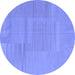 Round Abstract Blue Contemporary Rug, con2739blu