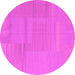 Round Machine Washable Abstract Pink Contemporary Rug, wshcon2739pnk