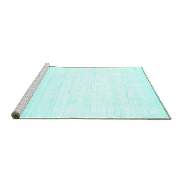 Sideview of Machine Washable Solid Turquoise Modern Area Rugs, wshcon273turq