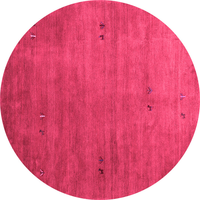 Round Machine Washable Abstract Pink Contemporary Rug, wshcon2740pnk