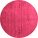 Round Machine Washable Abstract Pink Contemporary Rug, wshcon2740pnk