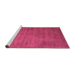 Sideview of Machine Washable Abstract Purple Contemporary Area Rugs, wshcon2740pur
