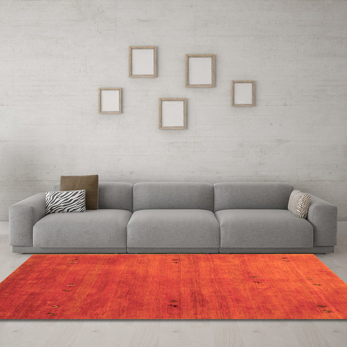 Machine Washable Abstract Orange Contemporary Area Rugs in a Living Room, wshcon2740org