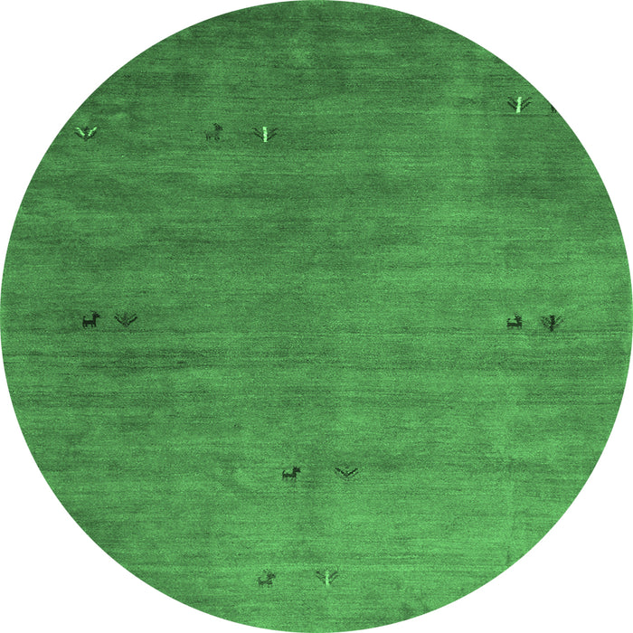 Round Abstract Emerald Green Contemporary Rug, con2740emgrn