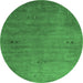 Round Abstract Emerald Green Contemporary Rug, con2740emgrn