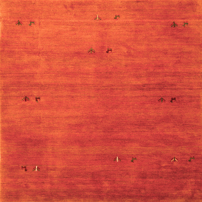 Round Machine Washable Abstract Orange Contemporary Area Rugs, wshcon2740org