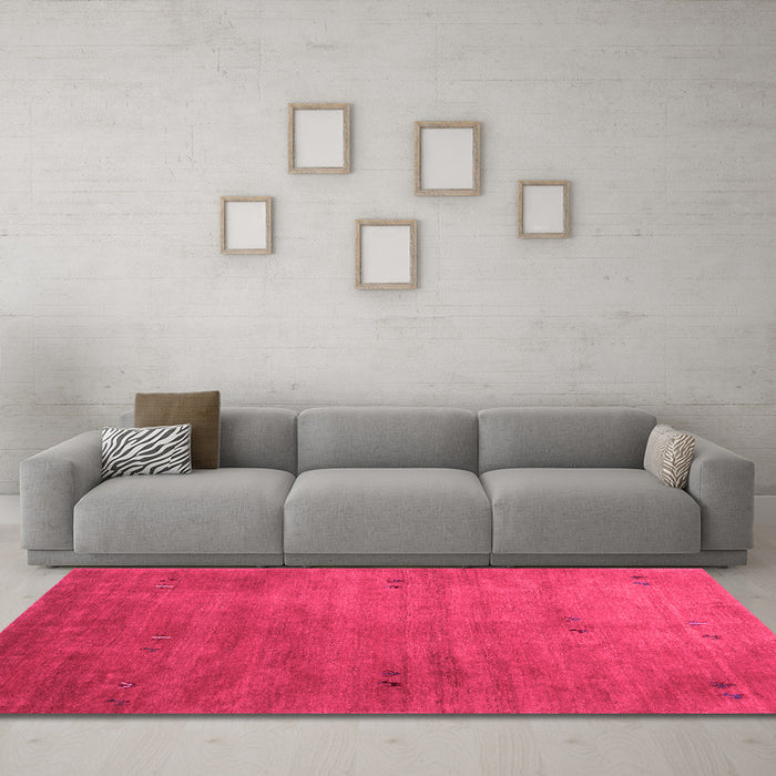 Machine Washable Abstract Pink Contemporary Rug in a Living Room, wshcon2740pnk