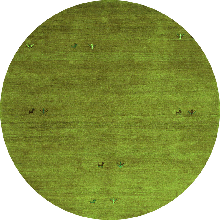 Square Abstract Green Contemporary Rug, con2740grn