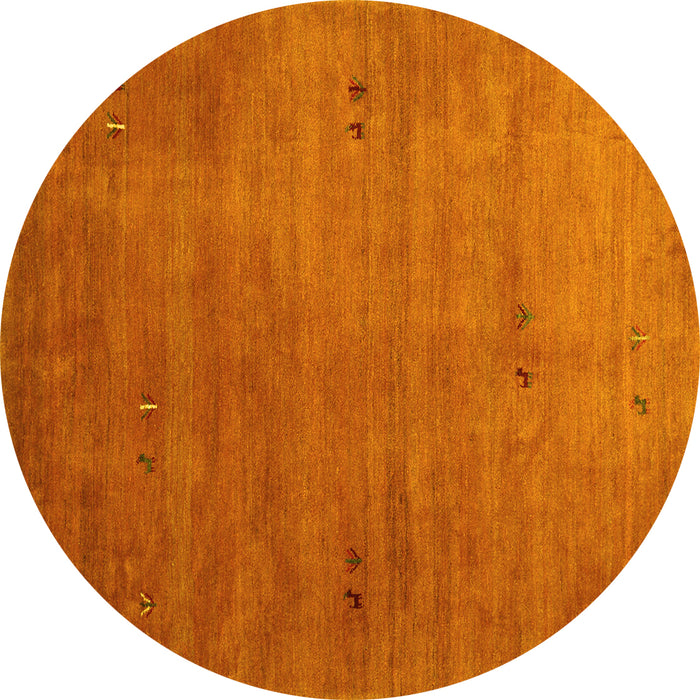 Round Abstract Yellow Contemporary Rug, con2740yw
