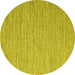 Round Machine Washable Abstract Yellow Contemporary Rug, wshcon2741yw