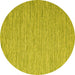 Round Abstract Yellow Contemporary Rug, con2741yw
