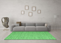 Machine Washable Abstract Emerald Green Contemporary Area Rugs in a Living Room,, wshcon2741emgrn