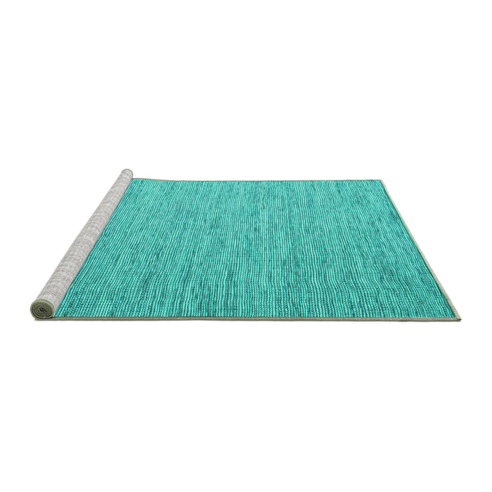 Sideview of Machine Washable Abstract Turquoise Contemporary Area Rugs, wshcon2741turq
