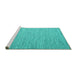 Sideview of Machine Washable Abstract Turquoise Contemporary Area Rugs, wshcon2741turq