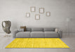 Machine Washable Abstract Yellow Contemporary Rug in a Living Room, wshcon2742yw