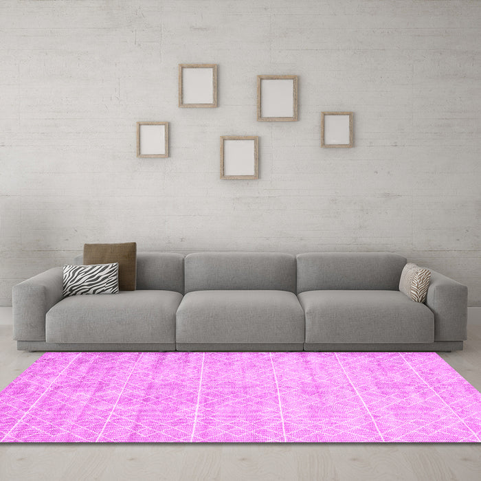 Machine Washable Abstract Pink Contemporary Rug in a Living Room, wshcon2742pnk