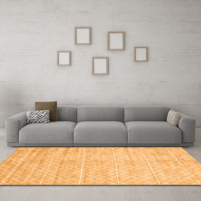 Machine Washable Abstract Orange Contemporary Area Rugs in a Living Room, wshcon2742org