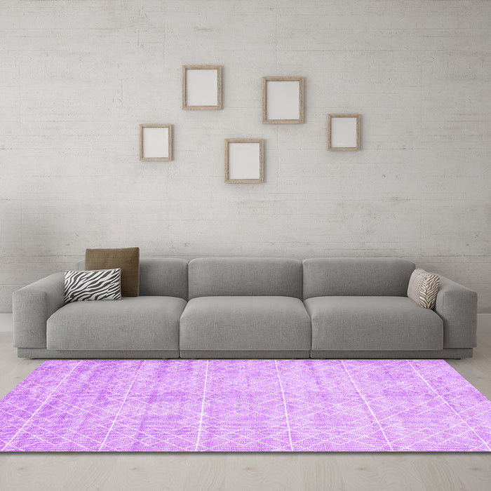 Machine Washable Abstract Purple Contemporary Area Rugs in a Living Room, wshcon2742pur