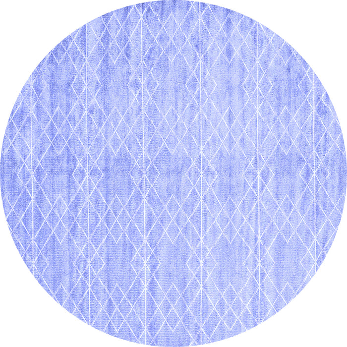 Round Abstract Blue Contemporary Rug, con2742blu